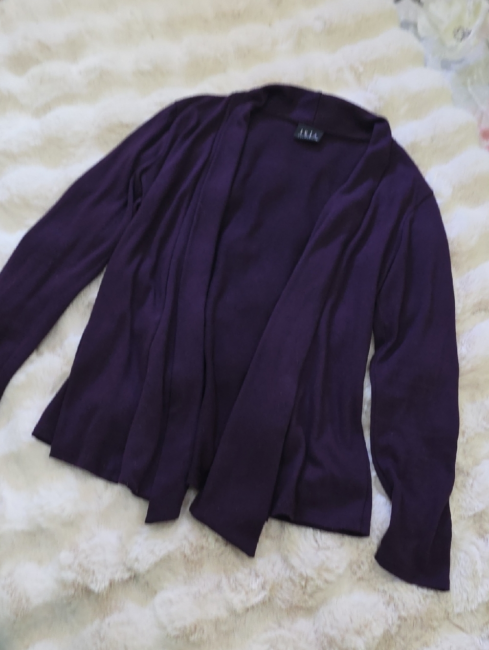 Women's Deep Purple Open-Front Cardigan